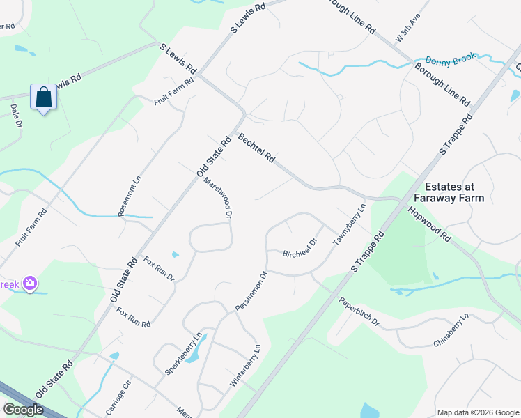 map of restaurants, bars, coffee shops, grocery stores, and more near 4 Trees Way in Collegeville