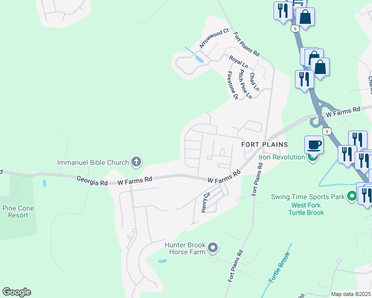 map of restaurants, bars, coffee shops, grocery stores, and more near 9 Affirmed Lane in Howell