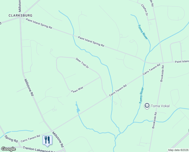 map of restaurants, bars, coffee shops, grocery stores, and more near 2 Fawn Way in Millstone