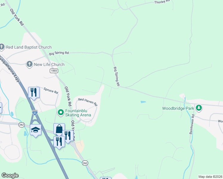 map of restaurants, bars, coffee shops, grocery stores, and more near 442 Steuben Road in New Cumberland
