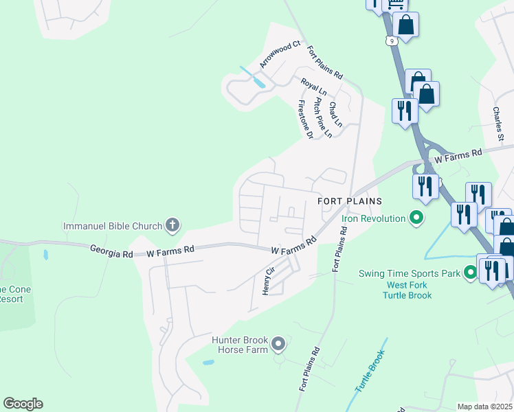 map of restaurants, bars, coffee shops, grocery stores, and more near 9 Affirmed Lane in Howell