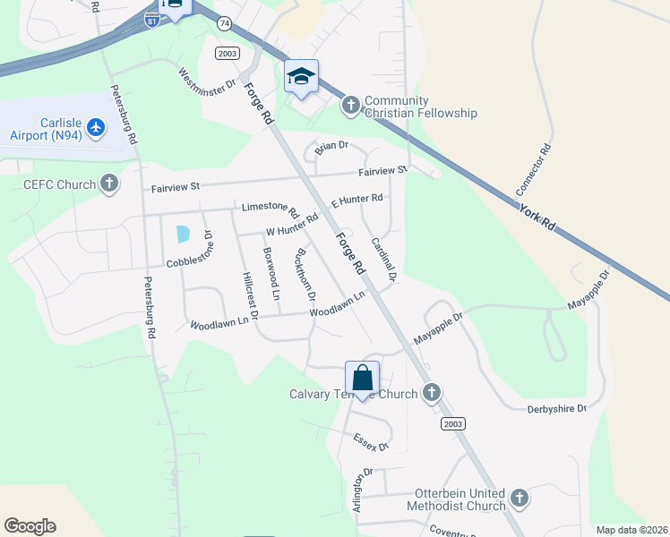 map of restaurants, bars, coffee shops, grocery stores, and more near 521 Limestone Road in Carlisle