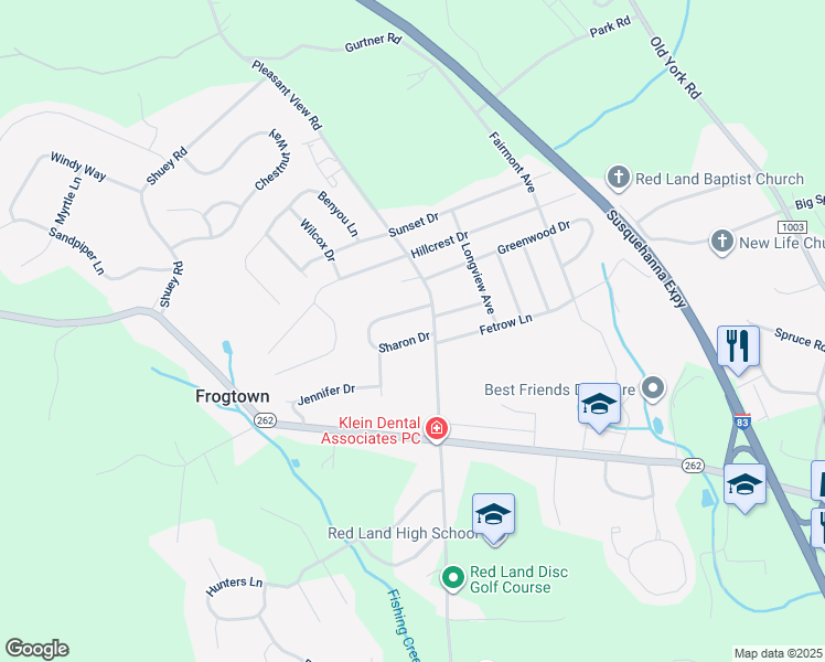 map of restaurants, bars, coffee shops, grocery stores, and more near 326 Sharon Dr in New Cumberland