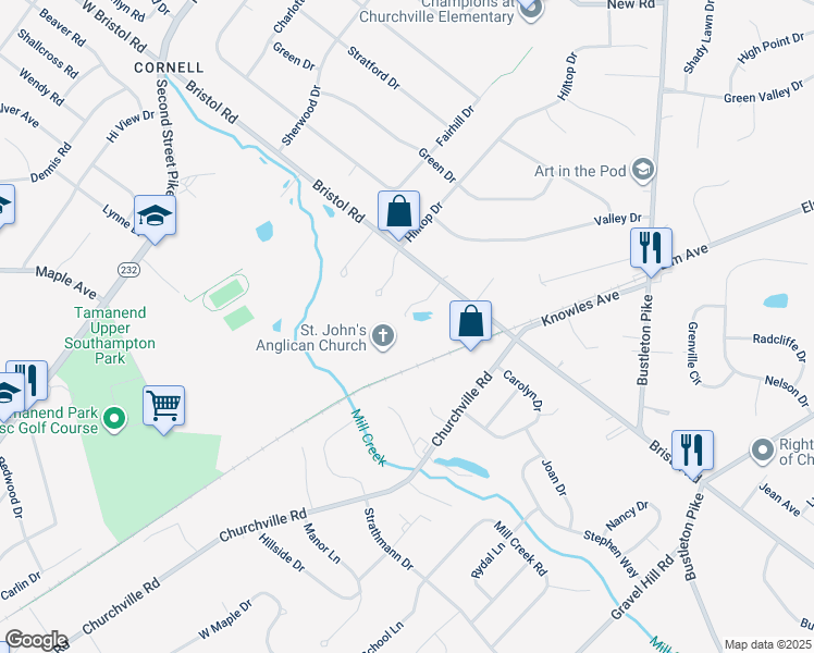 map of restaurants, bars, coffee shops, grocery stores, and more near 1070 Bristol Road in Southampton