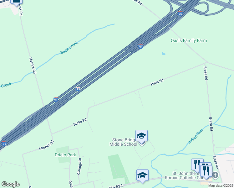 map of restaurants, bars, coffee shops, grocery stores, and more near 79 Potts Road in Trenton