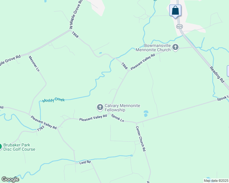 map of restaurants, bars, coffee shops, grocery stores, and more near 250 Pleasant Valley Road in East Earl