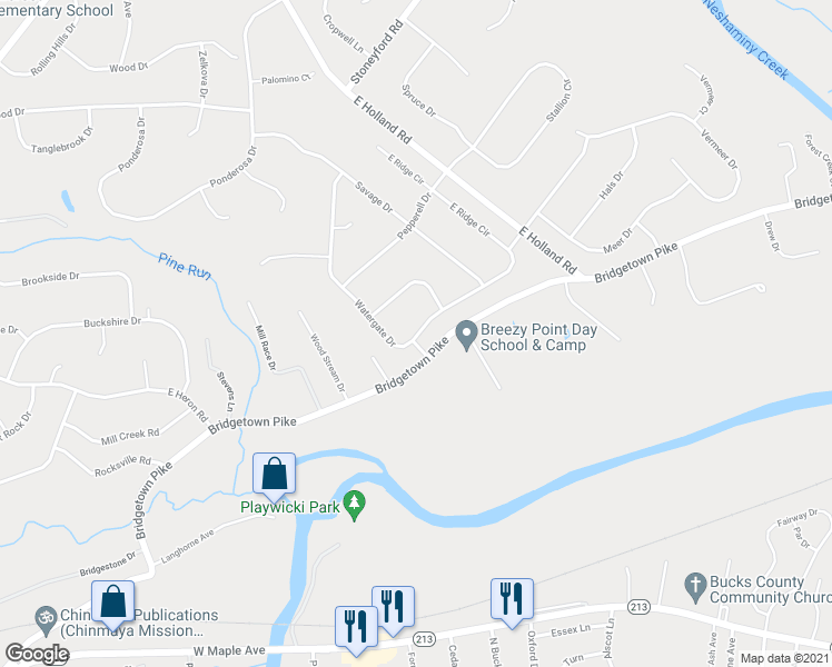 map of restaurants, bars, coffee shops, grocery stores, and more near 147 Watergate Drive in Feasterville-Trevose