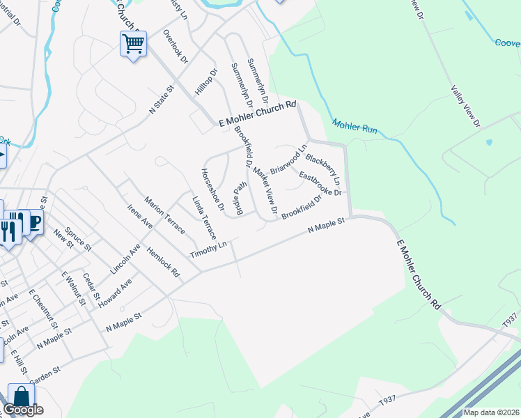 map of restaurants, bars, coffee shops, grocery stores, and more near 49 Brookfield Dr in Ephrata