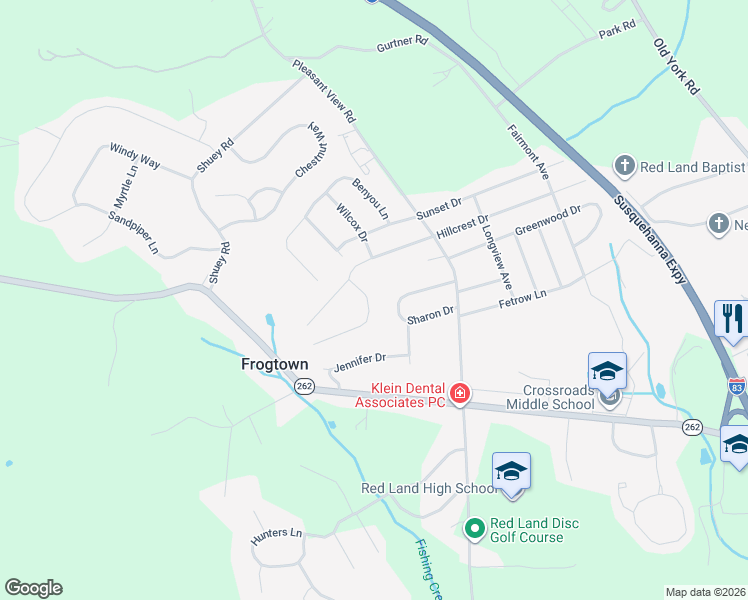 map of restaurants, bars, coffee shops, grocery stores, and more near 408 Hidden Valley Road in New Cumberland