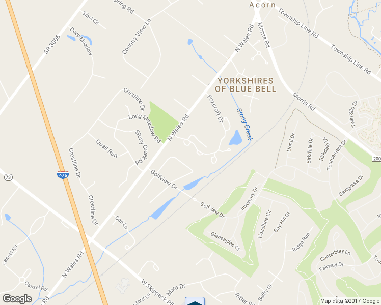 map of restaurants, bars, coffee shops, grocery stores, and more near 586 Hidden Lair Drive in Blue Bell