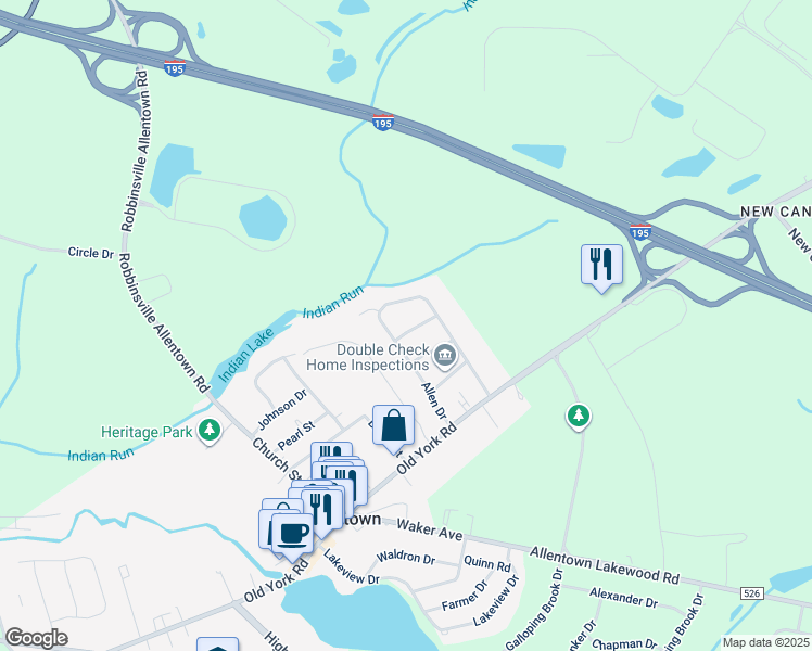 map of restaurants, bars, coffee shops, grocery stores, and more near 8 Coates Road in Allentown