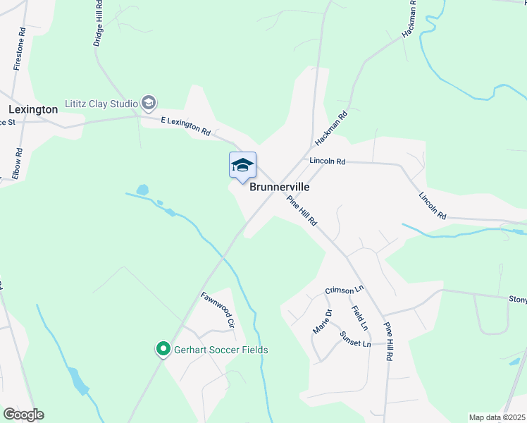 map of restaurants, bars, coffee shops, grocery stores, and more near 1219 Brunnerville Road in Lititz