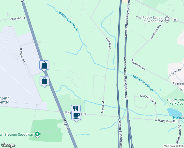 map of restaurants, bars, coffee shops, grocery stores, and more near 1719 Azure Drive in Wall Township