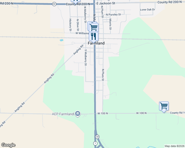 map of restaurants, bars, coffee shops, grocery stores, and more near 408 S Main St in Farmland