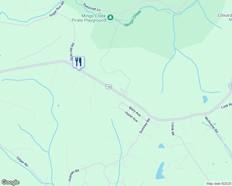 map of restaurants, bars, coffee shops, grocery stores, and more near 2794 Pennsylvania 136 in Finleyville