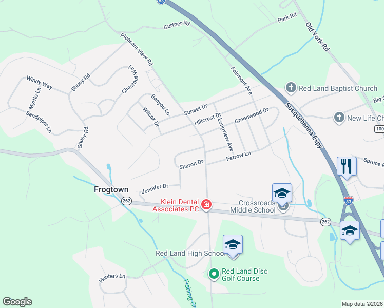 map of restaurants, bars, coffee shops, grocery stores, and more near 326 Sharon Drive in New Cumberland