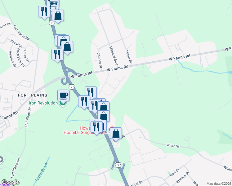 map of restaurants, bars, coffee shops, grocery stores, and more near 12 Rimwood Lane in Howell Township