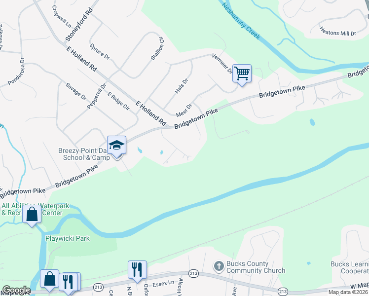 map of restaurants, bars, coffee shops, grocery stores, and more near 28 Tall Oaks Drive in Langhorne
