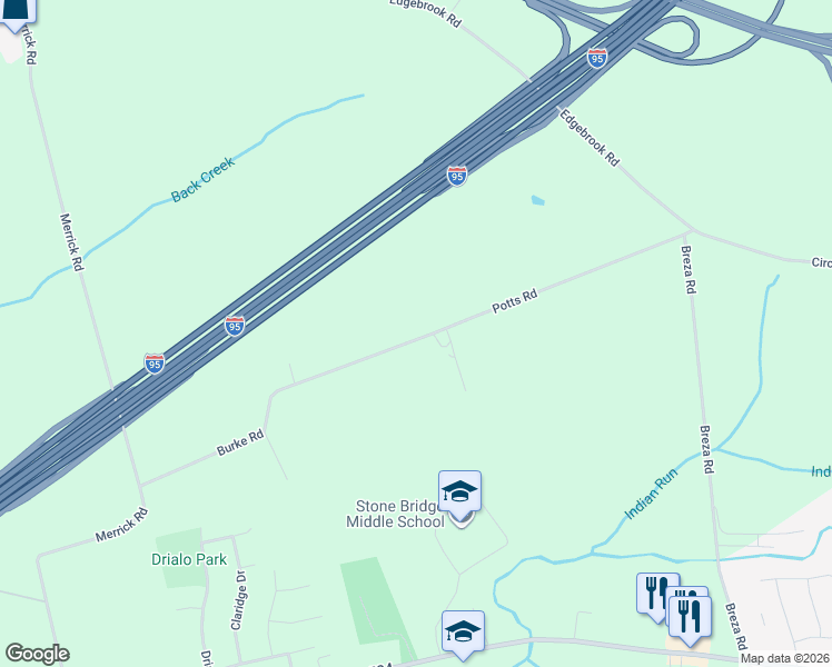 map of restaurants, bars, coffee shops, grocery stores, and more near 35 Potts Road in Robbinsville Township