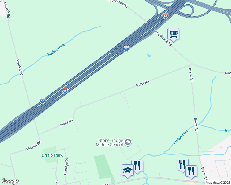 map of restaurants, bars, coffee shops, grocery stores, and more near 35 Potts Road in Robbinsville Township