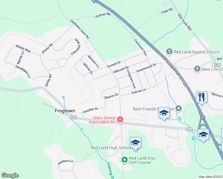 map of restaurants, bars, coffee shops, grocery stores, and more near 306 Sharon Drive in New Cumberland