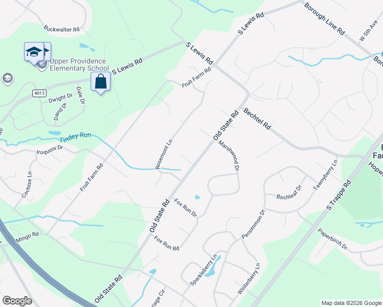 map of restaurants, bars, coffee shops, grocery stores, and more near 601 Old State Road in Collegeville