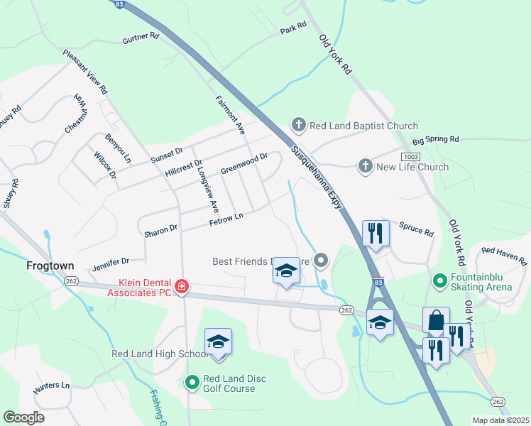 map of restaurants, bars, coffee shops, grocery stores, and more near 90 Fetrow Lane in New Cumberland