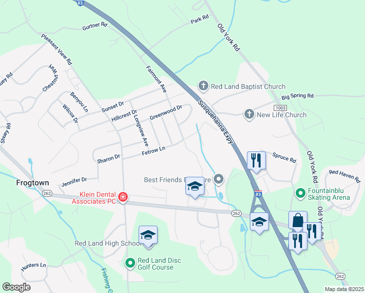 map of restaurants, bars, coffee shops, grocery stores, and more near 90 Fetrow Lane in New Cumberland
