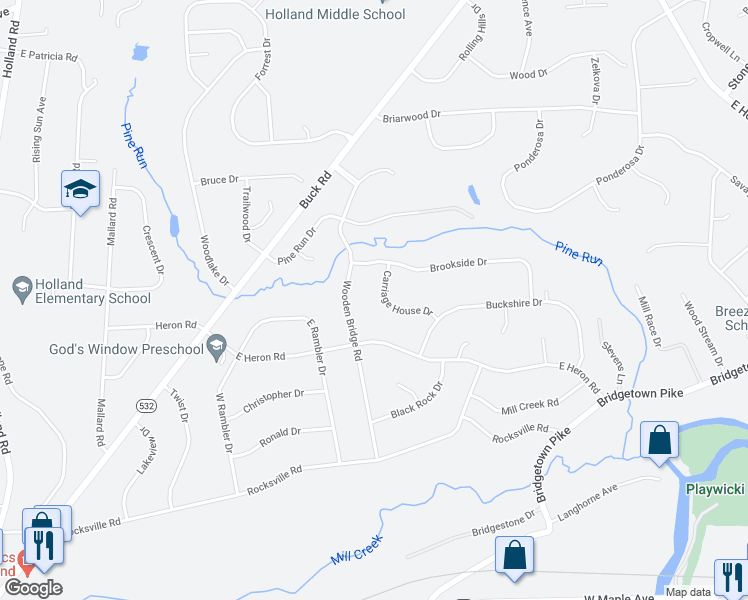 map of restaurants, bars, coffee shops, grocery stores, and more near 31 Carriage House Drive in Holland
