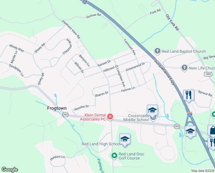 map of restaurants, bars, coffee shops, grocery stores, and more near 326 Sharon Drive in New Cumberland