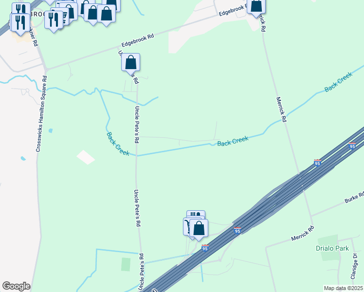 map of restaurants, bars, coffee shops, grocery stores, and more near 45 O'Rourke Drive in Trenton