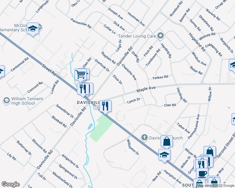 map of restaurants, bars, coffee shops, grocery stores, and more near 74 Maple Avenue in Southampton