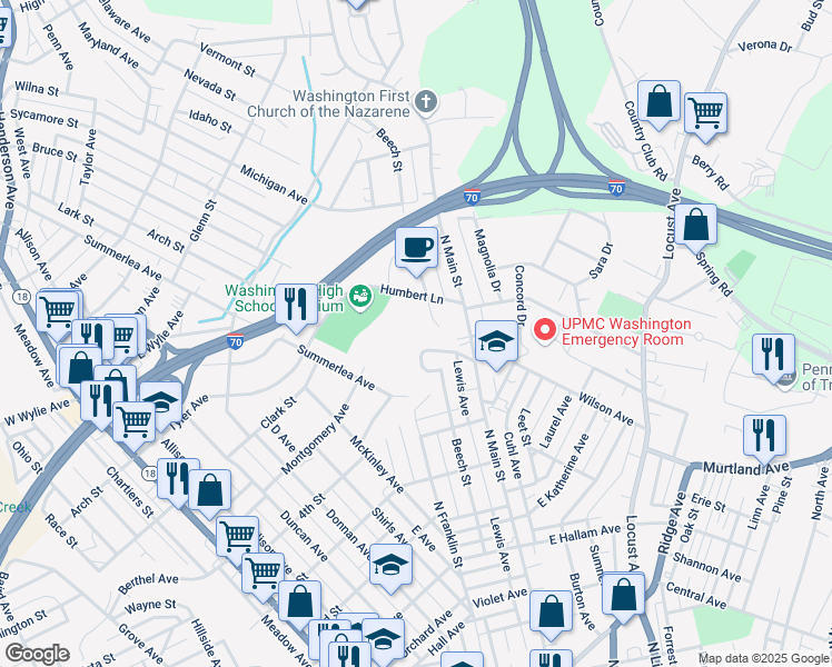 map of restaurants, bars, coffee shops, grocery stores, and more near 862 Beech Street in Washington
