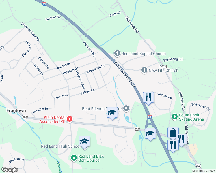 map of restaurants, bars, coffee shops, grocery stores, and more near 88 Fetrow Lane in New Cumberland