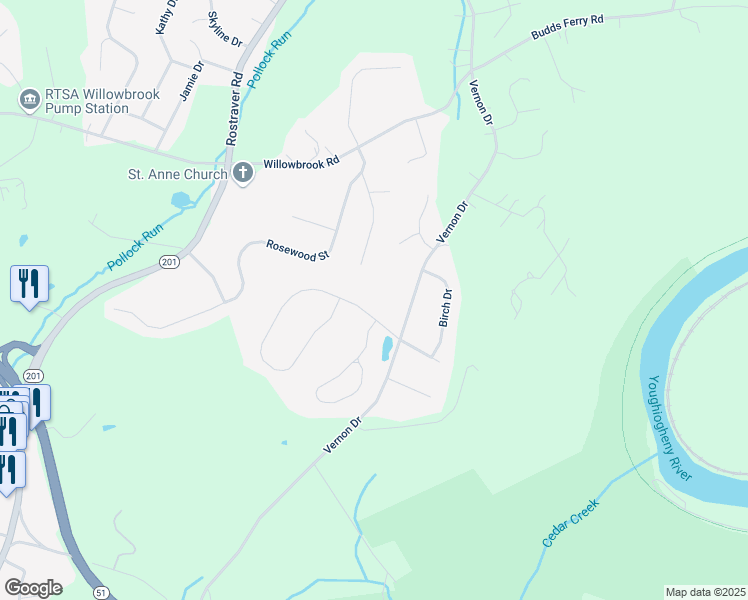 map of restaurants, bars, coffee shops, grocery stores, and more near 2007 Lakeview Drive in Belle Vernon