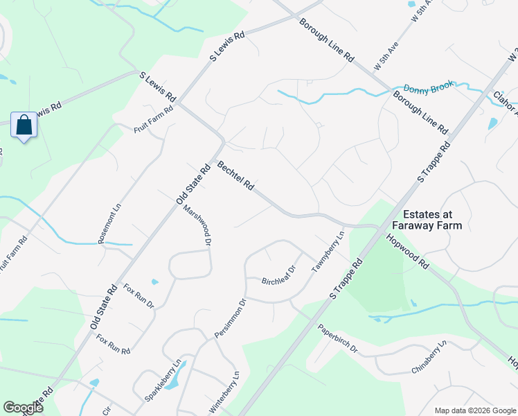 map of restaurants, bars, coffee shops, grocery stores, and more near 185 Bechtel Road in Collegeville