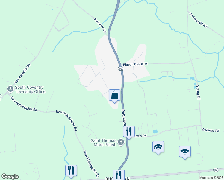 map of restaurants, bars, coffee shops, grocery stores, and more near 121 Wedgewood Drive in Pottstown