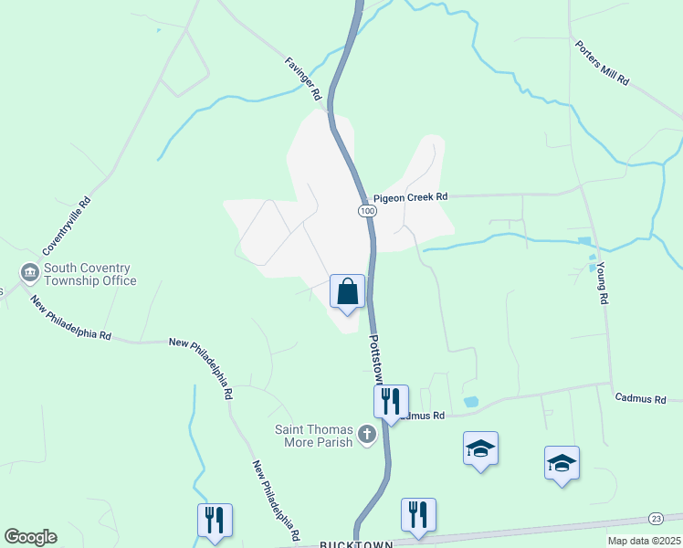 map of restaurants, bars, coffee shops, grocery stores, and more near 121 Wedgewood Drive in Pottstown