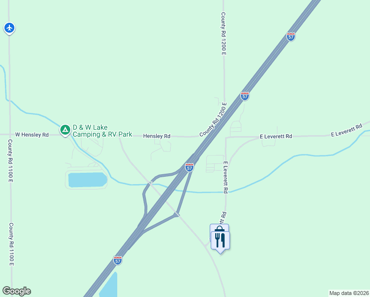 map of restaurants, bars, coffee shops, grocery stores, and more near 73 Hensley Road in Champaign