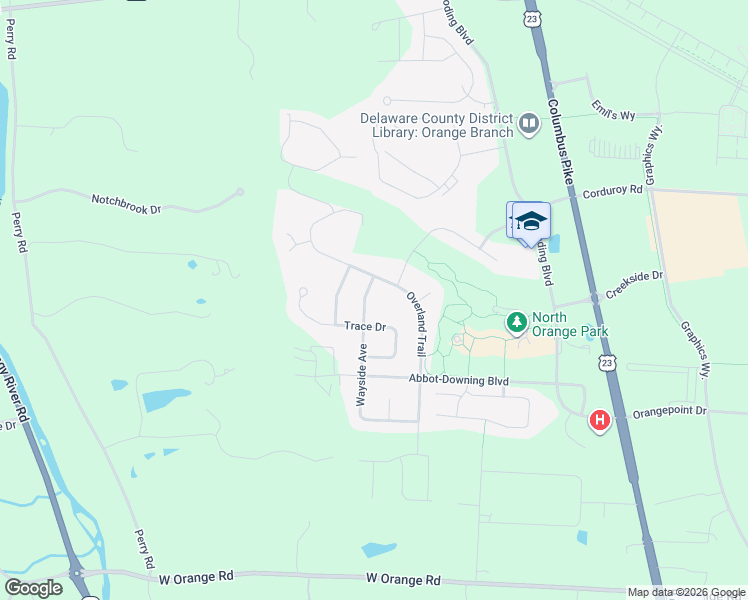 map of restaurants, bars, coffee shops, grocery stores, and more near 7523 Wayside Avenue in Delaware