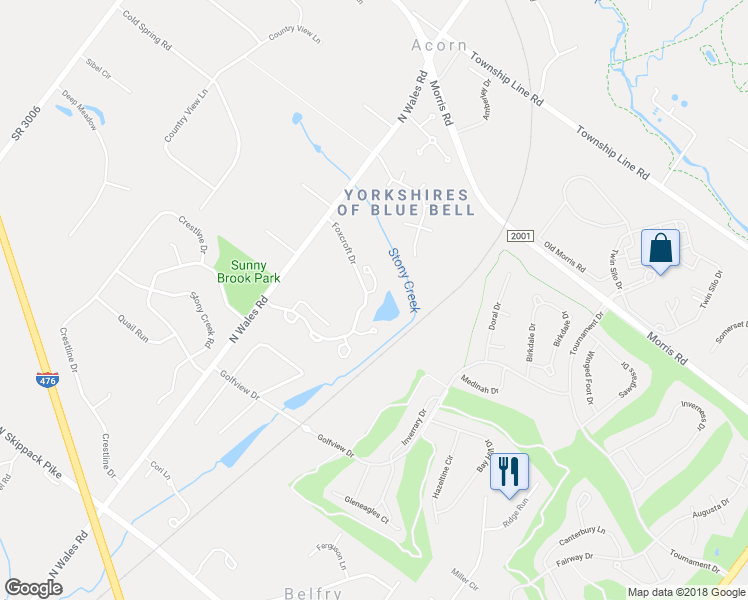 map of restaurants, bars, coffee shops, grocery stores, and more near 502 Foxcroft Drive in Blue Bell