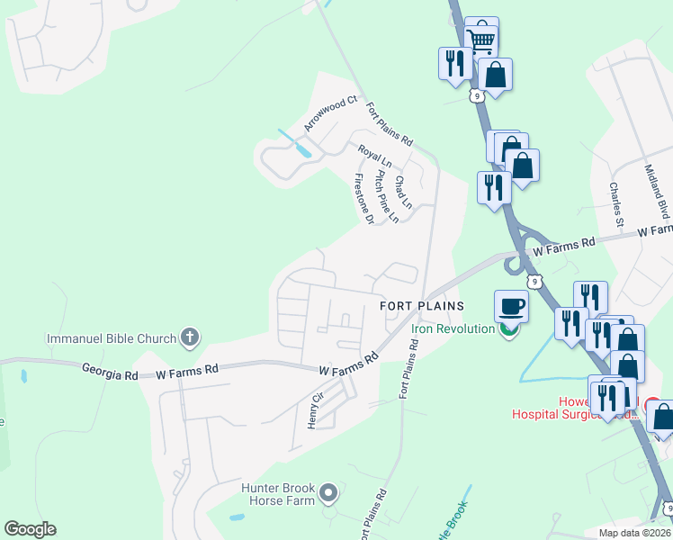 map of restaurants, bars, coffee shops, grocery stores, and more near 106 Seattle Slew Drive in Howell Township