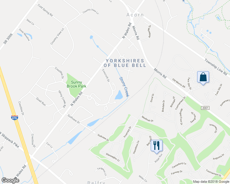 map of restaurants, bars, coffee shops, grocery stores, and more near 420 Blue Heron Court in Blue Bell