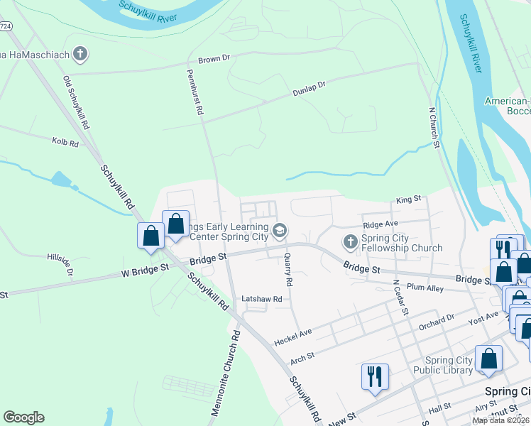 map of restaurants, bars, coffee shops, grocery stores, and more near 34 Mulberry Green in Spring City