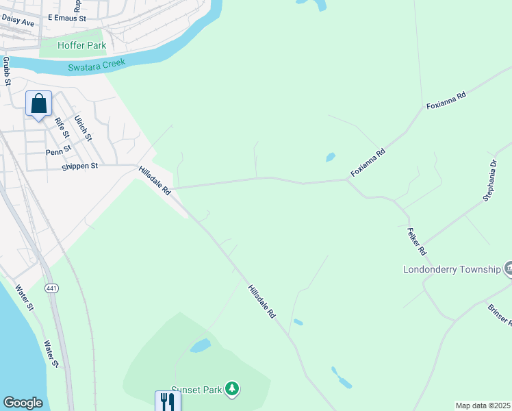 map of restaurants, bars, coffee shops, grocery stores, and more near 1171 Foxianna Road in Middletown