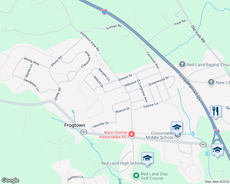 map of restaurants, bars, coffee shops, grocery stores, and more near 306 Hillcrest Dr in New Cumberland
