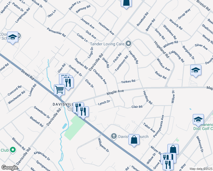 map of restaurants, bars, coffee shops, grocery stores, and more near 52 Charlotte Ave in Southampton