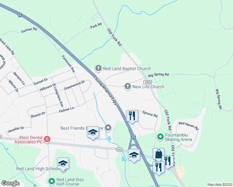 map of restaurants, bars, coffee shops, grocery stores, and more near Big Spring Road in NEW CUMBERLND