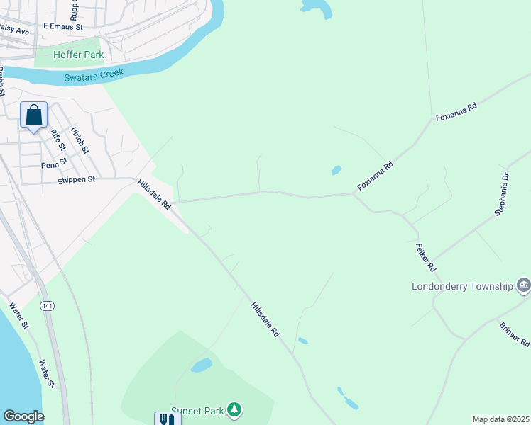 map of restaurants, bars, coffee shops, grocery stores, and more near 1171 Foxianna Road in Middletown