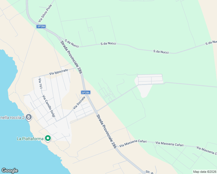 map of restaurants, bars, coffee shops, grocery stores, and more near 106 Strada Provinciale 286 in Provincia di Lecce
